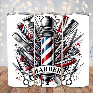 Barber Shop Tumbler, Barber Tools Tumbler, Barber Pole Tumbler, Travel Tumbler